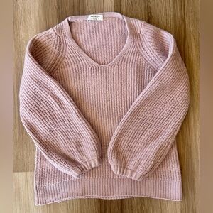 Aritzia Babaton Valadon Balloon Sleeve Sweater Mauve XS Merino Wool